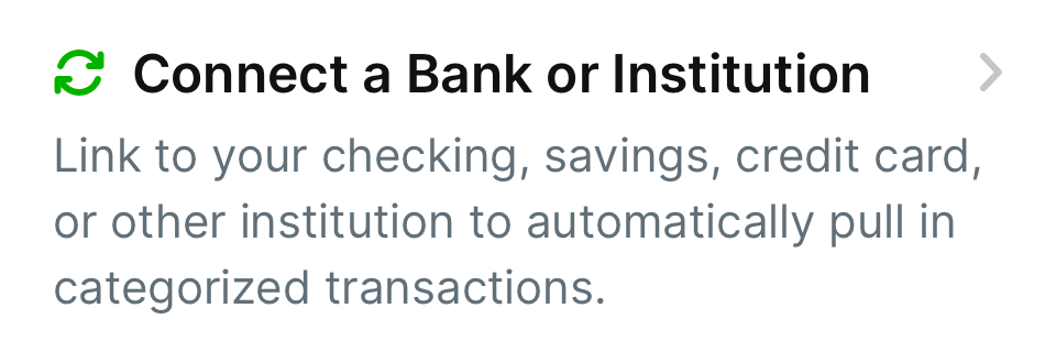 Connect a Bank or Institution graphic