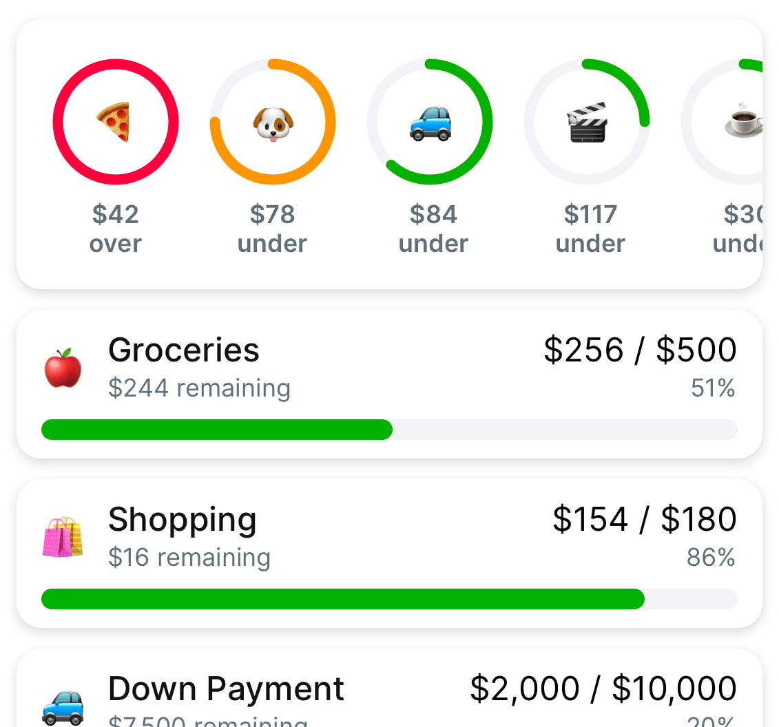 A screenshot of budgeting in the Balance Pro app