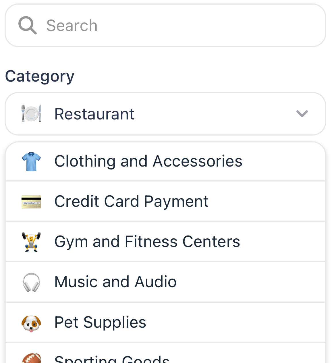 Screenshot of searching and categorization